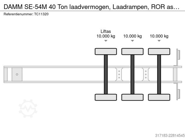 Ημι-χαμηλός φορτωτής DAMM SE-54M 40 Ton laadvermogen, Laadrampen, ROR assen