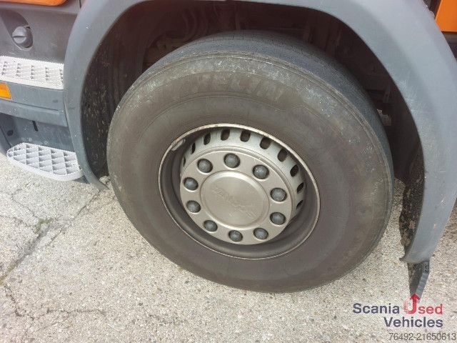 Flatbed truck Scania G 410 LB6x2*4MNA Pritsche HMF 2120-4 Heckkran