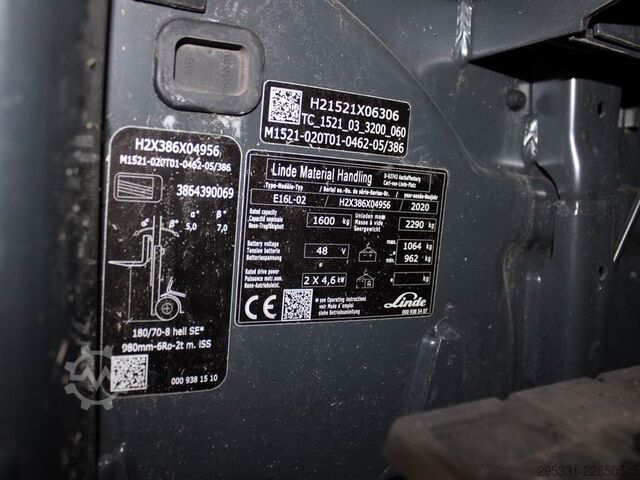 Elektrisk trehjulsgaffeltruck Linde E 16 L-02  386