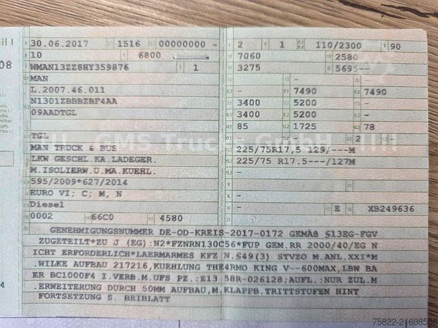 Refrigerator body van MAN TGL 7.150 / Termo King FRIGO COOL / 5m Koffer