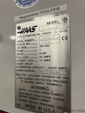 Vertikalt bearbejdningscenter HAAS VF-2SS, 5-axis