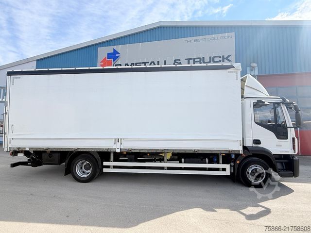 Flatbed truck with tarp IVECO 140E28 Eurocargo LBW Bär 1,5to orig.56.282km AHK