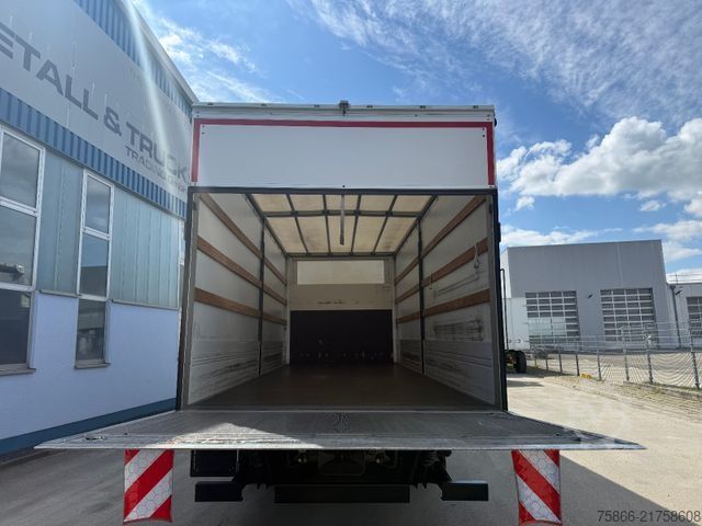 Flatbed truck with tarp IVECO 140E28 Eurocargo LBW Bär 1,5to orig.56.282km AHK