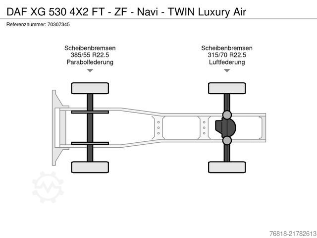 Τυπική μονάδα τράκτορα DAF XG 530 4X2 FT - ZF - Navi - TWIN Luxury Air