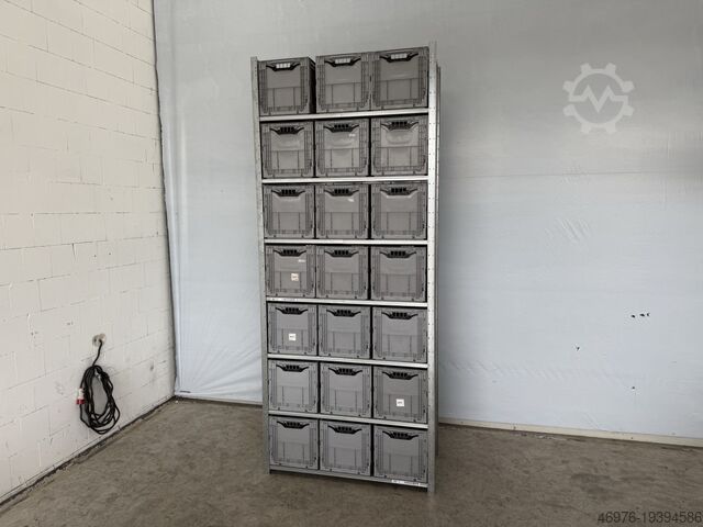 Hoogbouwmagazijn / kistenstelling Dexion HI280 / Regallänge: 1.330 mm / 21x Klappkisten