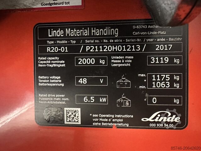 R 20 - Atex Mitrex EX 3G / Zona 2 * Triplex FFL !! ¡¡Batería NUEVA!! LINDE R 20 -  Atex Mitrex EX 3G / Zone 2 * Triplex FFL  !! NEW battery !!