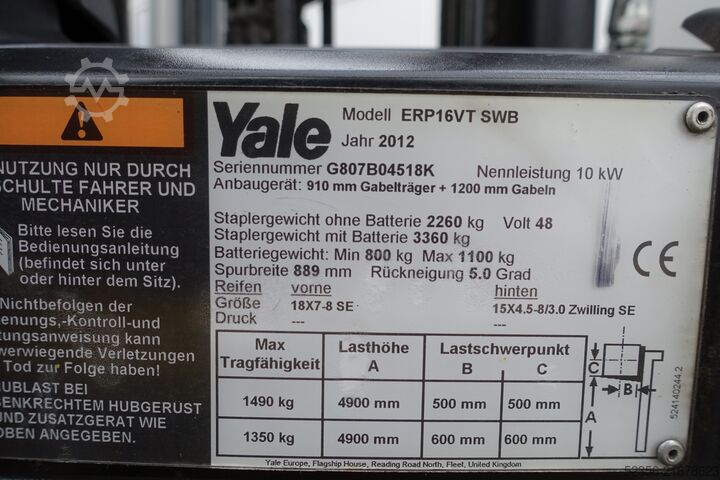 Gaffeltruck Yale ERP13VT SWB 1,5t 4,9m Triplex