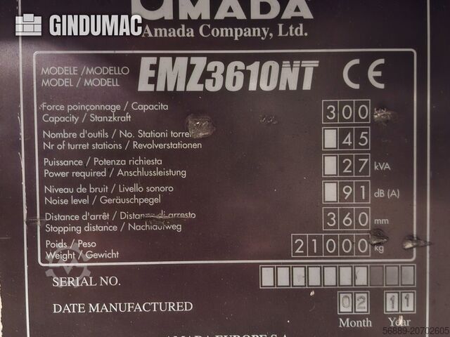 CNC Delme Makinesi AMADA EMZ 3610 NT