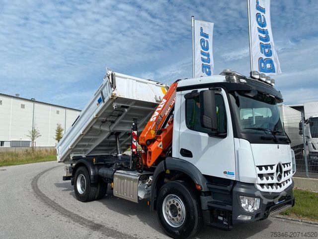 Tresidig tippbil MERCEDES-BENZ 1835 Kipper/Meiller/Atlas 135/Funk/74 tkm/Top