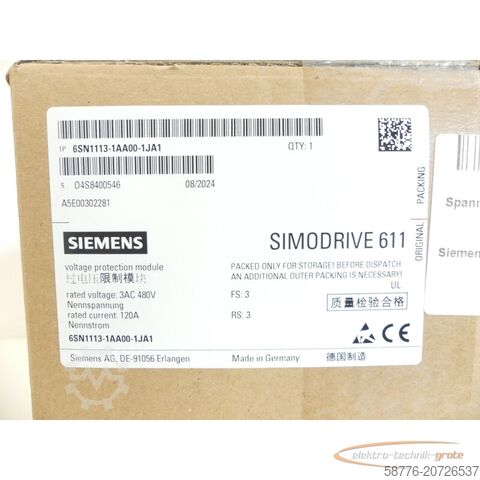 Componente Siemens Siemens 6SN1113-1AA00-1JA1 SIMODRIVE SN: O4S8400546 - ! -