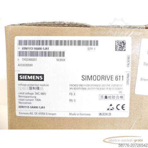 Componente Siemens Siemens 6SN1113-1AA00-1JA1 SIMODRIVE SN: O4SO400257 - ! -