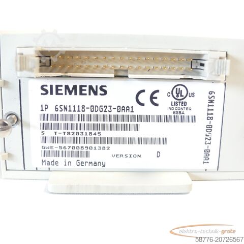 Componente Siemens Siemens 6SN1118-0DG23-0AA1 Regelungseinschub Version D SN T-T82031845