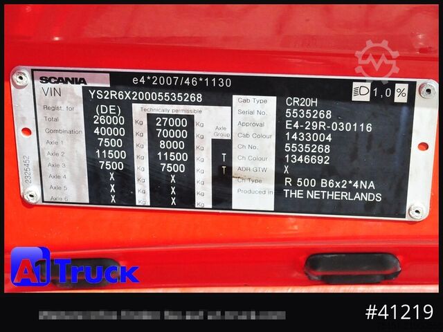 Abrollkipper SCANIA R500, Abrollkipper, HIAB, Lift-Lenkachse,