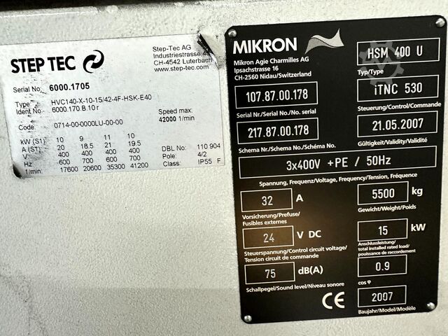 Függőleges megmunkáló központok + robot Mikron HSM 600 U + 400 U + Robot