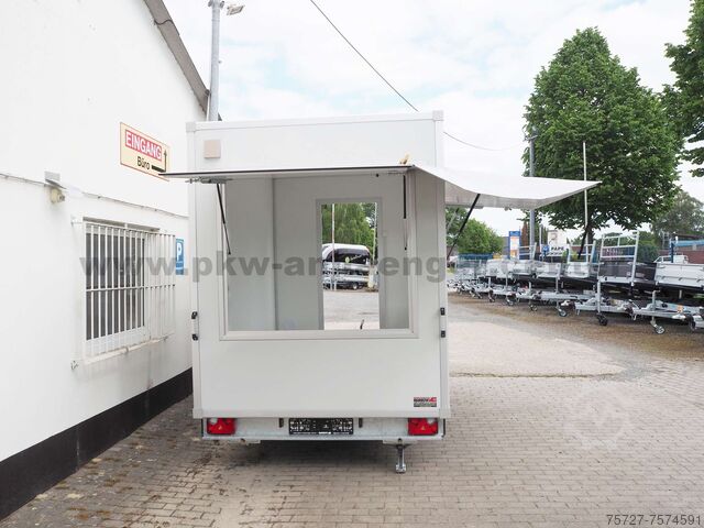 Salgstrailer Verkaufsanhänger SellerH-L 1300kg 300x200x230cm 2x Verkaufsklappe Planendreieck Hochlader