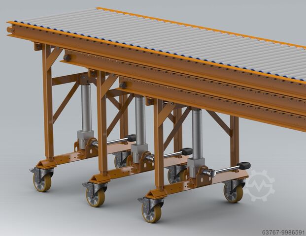 Transportadores telescópicos de rolos com 3 elementos Gravitrail® Kunststoff-Tragrolle Rollenbreite 600 mm
