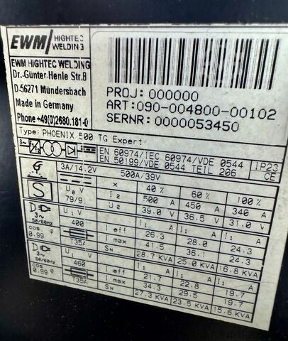 MIG/MAG lasapparaat EVM Phoenix 500 TG Expert