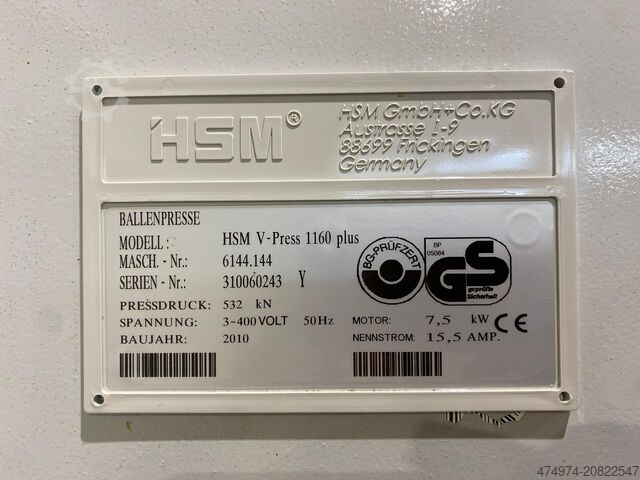 Prasa belująca, prasa do papieru, prasa do tekstyliów, prasa HSM 1160 v-PRESS