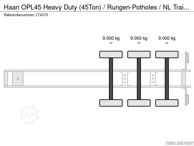 Plattformanhänger Haan OPL45 Heavy Duty (45Ton) / Rungen-Potholes / NL...