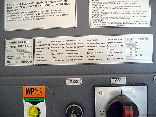 CNC megmunkáló központ Chiron FZ 18K L