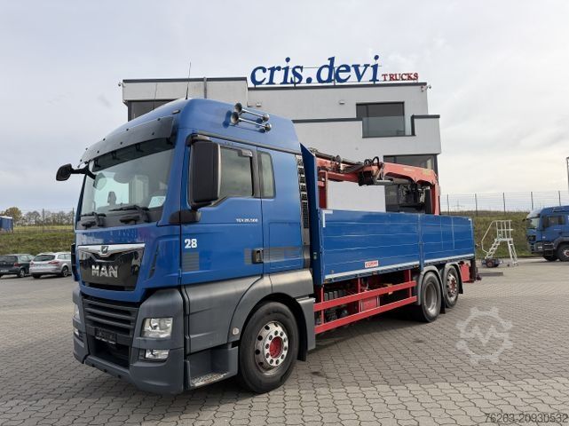 Vrachtauto met open laadbak MAN TGX 26.500 6x2 Palfinger 18001 SLD 3 Baustoff
