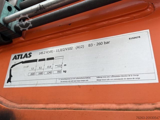 Γερανός τοποθετημένος σε φορτηγό MAN TGX 26.480 6x2 Atlas 145.2 Kran Baustoff / AHK