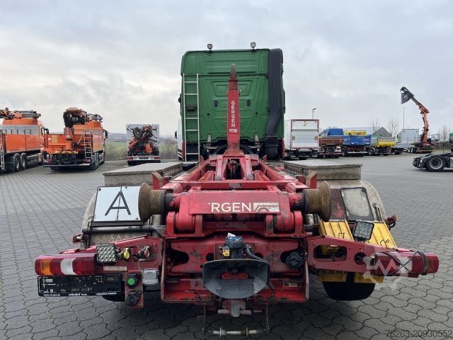 Kampós konténerszállító teherautó MERCEDES-BENZ Actros 2745 6x2 Gergen 21/70 Abrollkipper