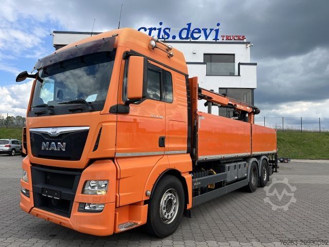 Φορτηγό με επίπεδη καρότσα MAN TGX 26.480 6x2 Atlas 145.2 Kran Baustoff / AHK