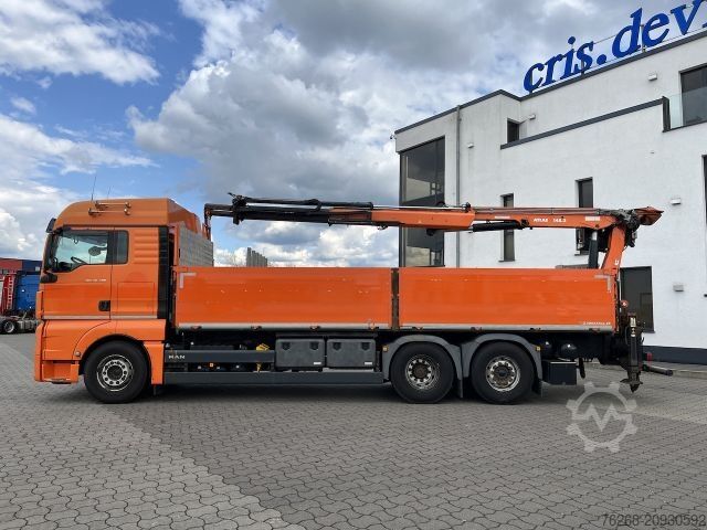 Φορτηγό με επίπεδη καρότσα MAN TGX 26.480 6x2 Atlas 145.2 Kran Baustoff / AHK