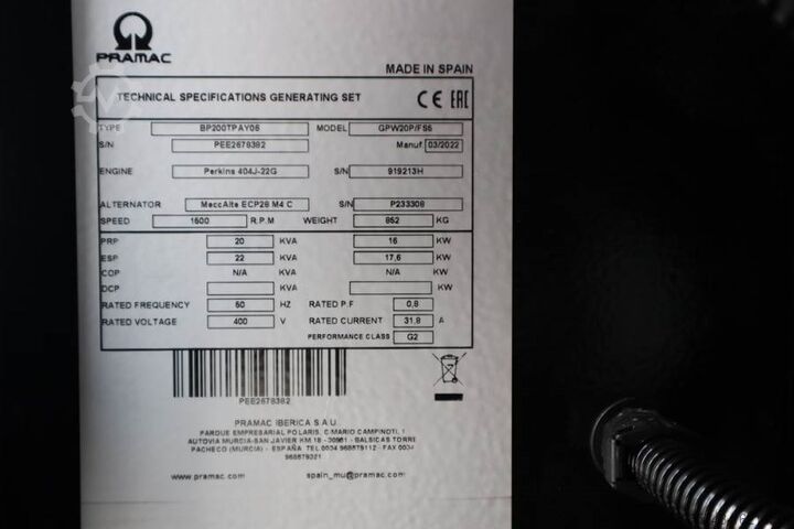 Aggregaat Pramac GPW20P Unused, Valid inspection, *Guarantee! Diese