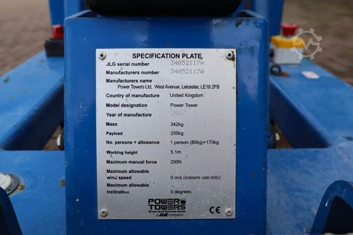 Articulated boom lift JLG Power Tower Electric, 5.10m Working Height, 250kg