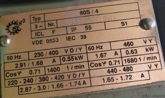 Gear motor 0.55 kW 76 rpm Nord 80S/4