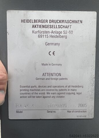 Offset printing machine Heidelberg PM 74 4
