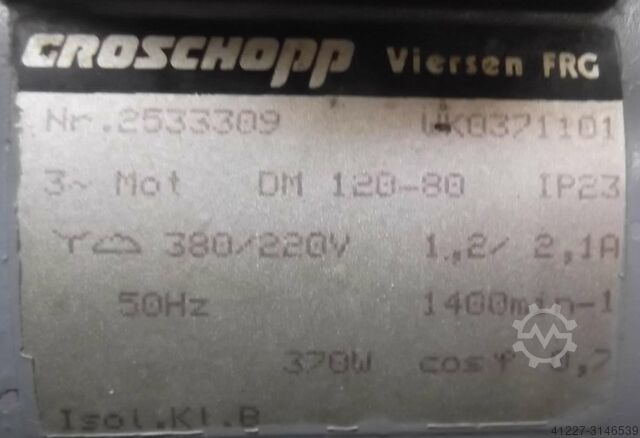 Tandwielmotor 0,37 kW 107 tpm Groschopp DM120-80