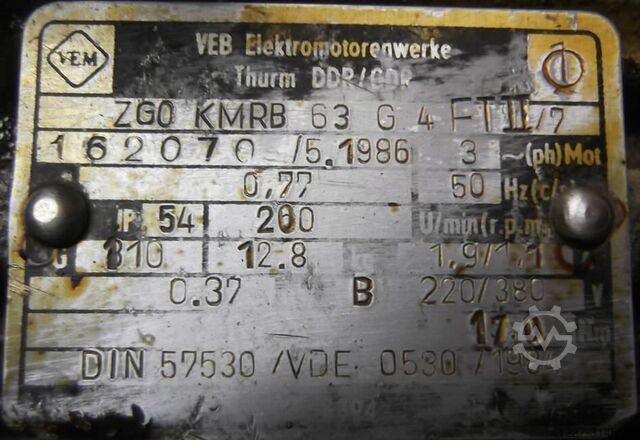 Gear motor 0.37 kW 200 rpm VEM ZG0KMRB63G4