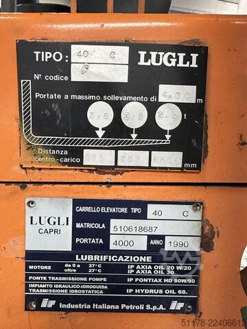 1990 Lugli 40C Sollevatore diesel, gemellato, con translatore Lugli 40C