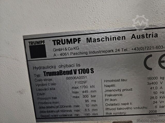 Kantpresse Trumpf TrumaBend V1700S 4-Meter