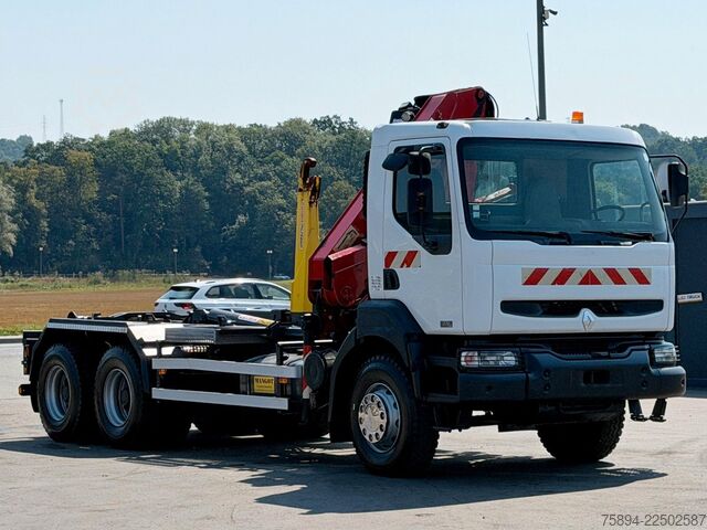 Kroghejselastbil RENAULT KERAX 370 DCI * ABROLLKIPPER 4,85 m * KRAN * 6x4