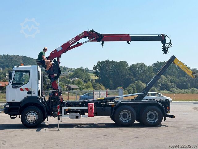 Kroghejselastbil RENAULT KERAX 370 DCI * ABROLLKIPPER 4,85 m * KRAN * 6x4