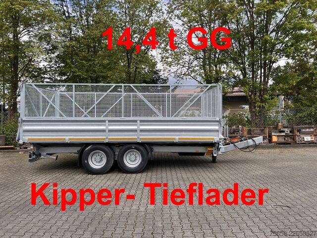 Reboque basculante Möslein TTD 14  5,70 m  14 t Tandem- Kipper Tieflader 5,70 m lang, Breite Reifen-- Neufahrzeug --