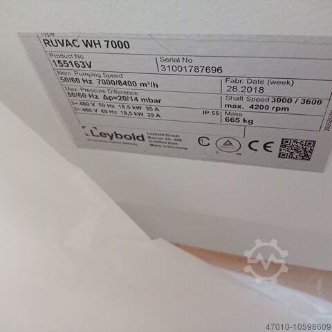 Vacuümpomp Waelz zuigerpomp Roots pomp Leybold Ruvac WH 7000