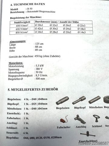 Maszyna do gięcia stali zbrojeniowej / GMS B 50 Betonstahlbiegemaschine GMS B 50 / Biegemaschine