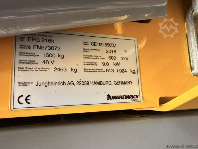 Elektromos háromkerekű targonca Jungheinrich EFG 216k