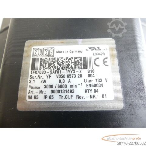 Unidade de controlo KUKA 1FK7083-5AF81-1YY3-Z S16 Servomotor SN: YFV050657320004