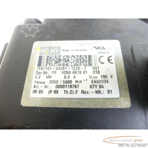 Unidade de controlo KUKA 1FK7101-5AZ91-1ZZ9-Z S07 Servomotor SN: YFVD50667881010