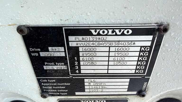 Chassis cab Volvo FL 6 - 220 (MANUAL GEARBOX / BOITE MANUELLE / 8...