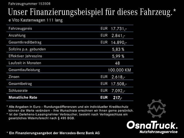 Furgon blaszak Mercedes-Benz e Vito Kastenwagen 111 lang Klima, Parktronic