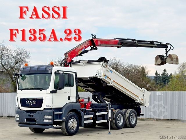 Kipper LKW MAN TGS 26.360 * FASSI F135A.23 + FUNK / 6x4 * TOP
