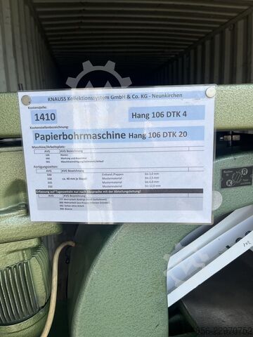 τρυπανoχαρτομηχανή Hang 106DTK20