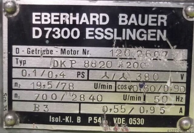 Tandwielmotor 0,37/0,75 kW 19,5/78 tpm Bauer DKP8820/200